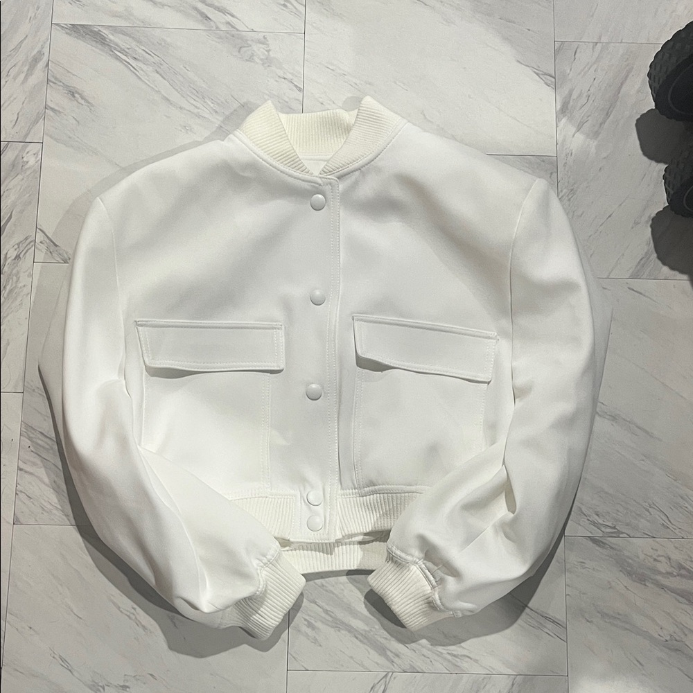 Zara Elegant Cream Bomber Jacket